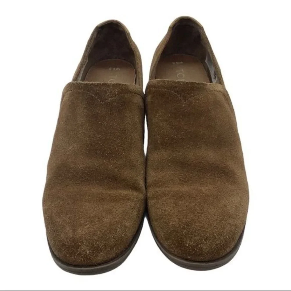 TOMS Shaye Leather Ankle Boot Women Size 6.5 Slip-On‎ Suede Leather 1.25